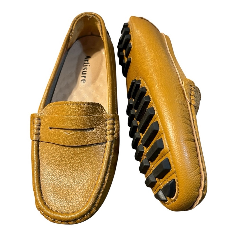 Artisure Tan Leather Driving Loafers Cushioned Insoles Size 8.5 - Picture 4 of 11